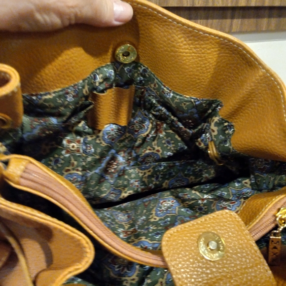 Maxx NY tan pebbled leather large shoulder bag 3 compartment original dust bag - Picture 7 of 12